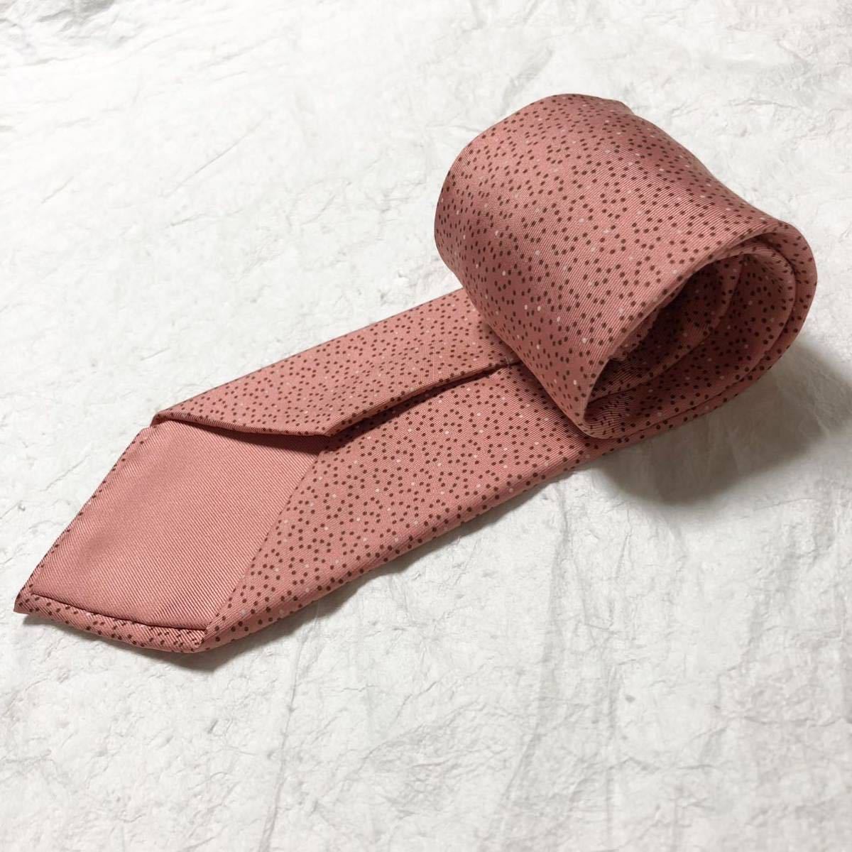 美品 HERMES エルメス ネクタイ ドット 総柄 シルク100% フランス製