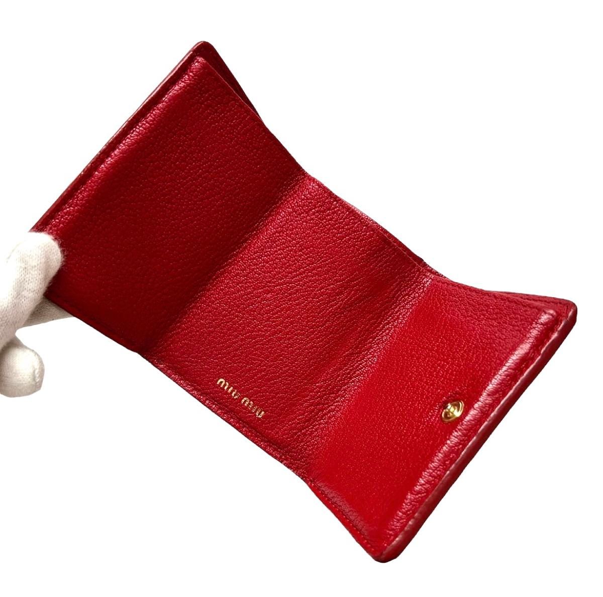 ミュウミュウ ミニ財布 折り財布 マドラス ラブレター ハート 黒