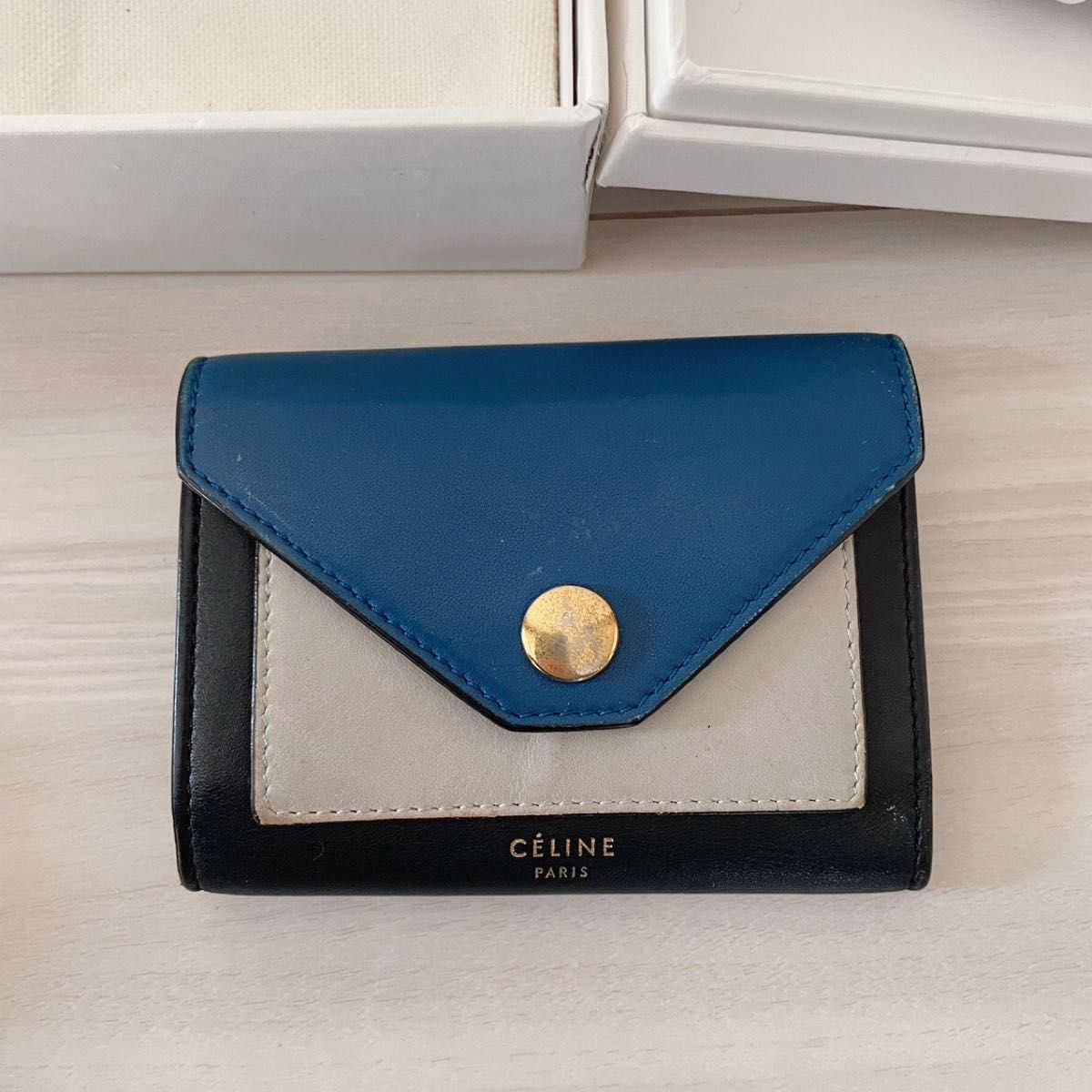 セリーヌ celine キーケース key case トリコロール レザー 黒