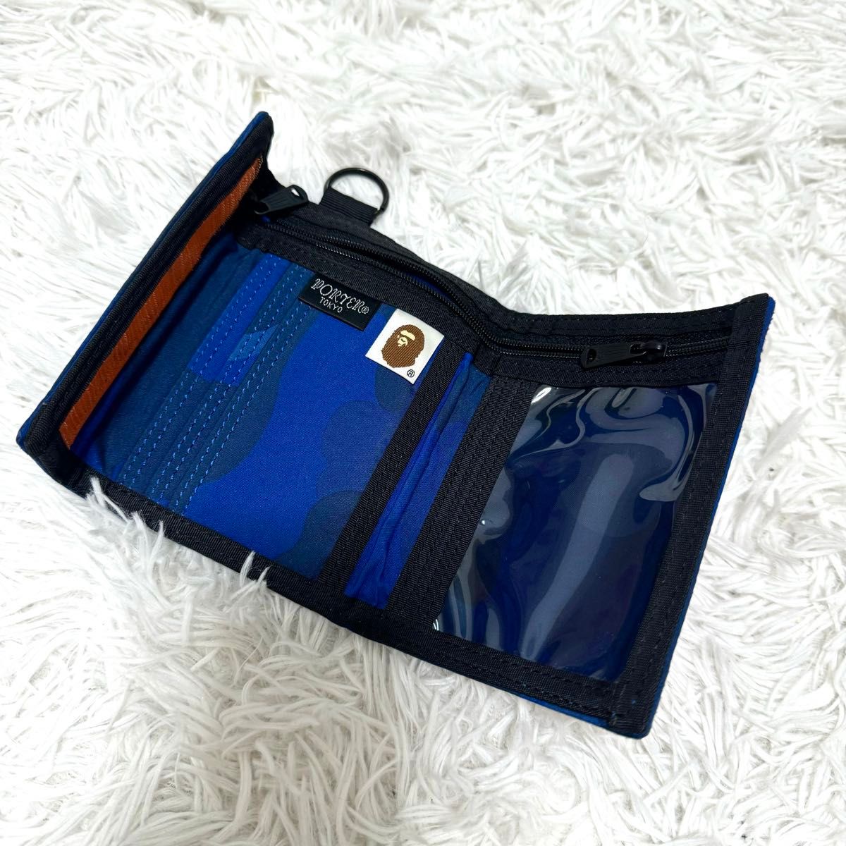 別注 A BATHING APE × PORTER 財布 カモフラ 二つ折り 青 吉田カバン