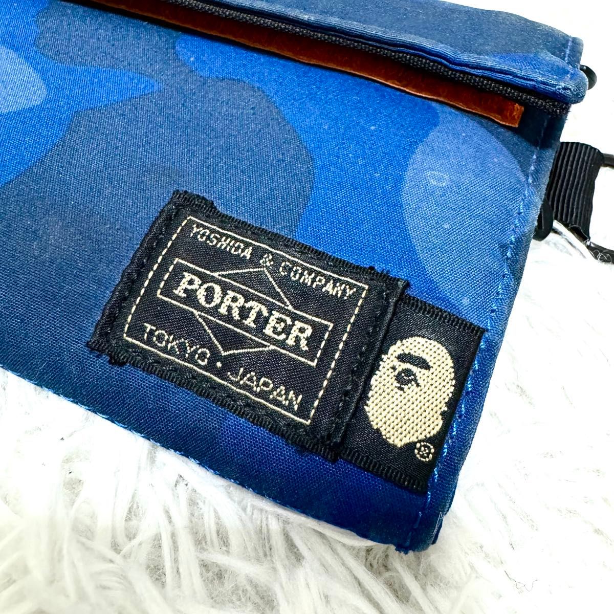 別注 A BATHING APE × PORTER 財布 カモフラ 二つ折り 青 吉田カバン