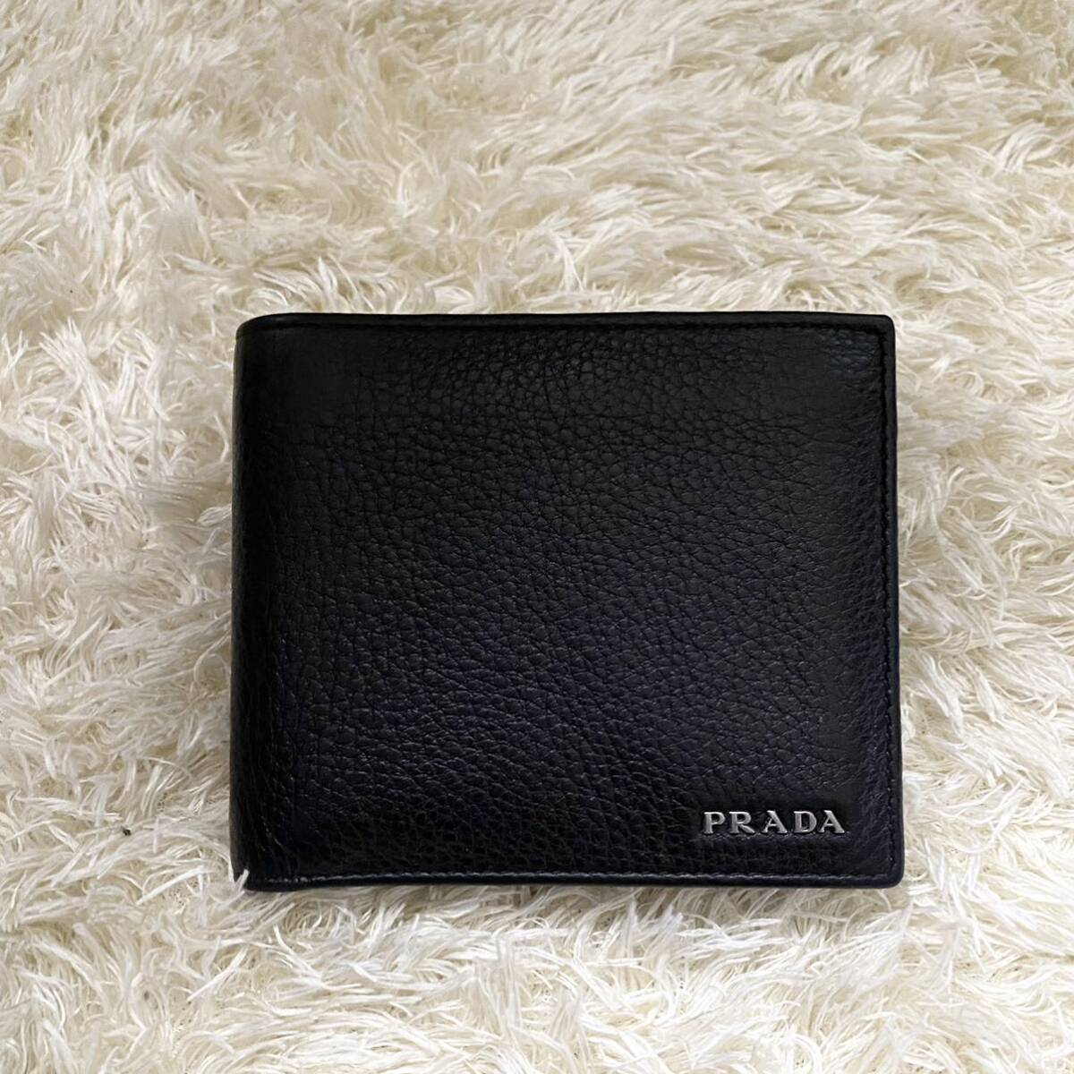 Yahoo!オークション - 美品 新型RFID プラダ PRADA シボ革 二つ折り財