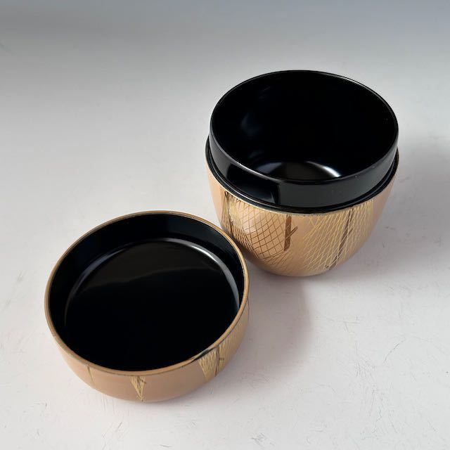 茶道具 白漆 網干蒔絵 中棗 松斎 共箱 稽古 茶会 薄茶器 棗 夏 季節の
