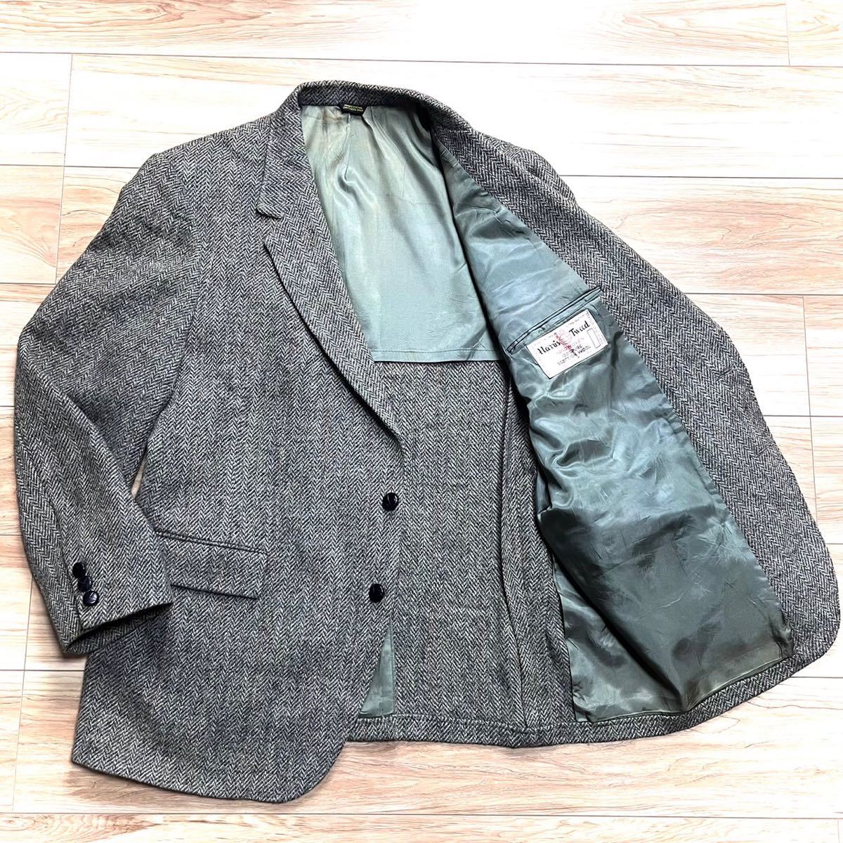 ハリスツイード グレー系 ヘリンボーン Harris Tweed テーラード