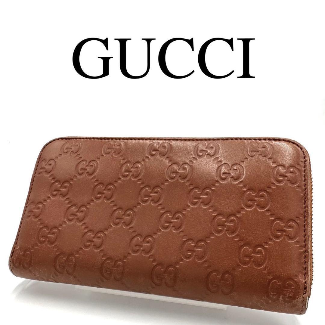 Yahoo!オークション - GUCCI グッチ 長財布 シマ ラウンドファスナー G