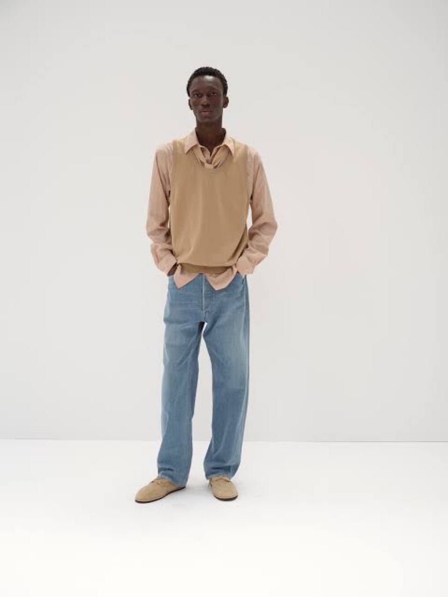 AURALEE SELVEDGE FADED LIGHT DENIM WIDE PANTS size 4 A24SP07DE