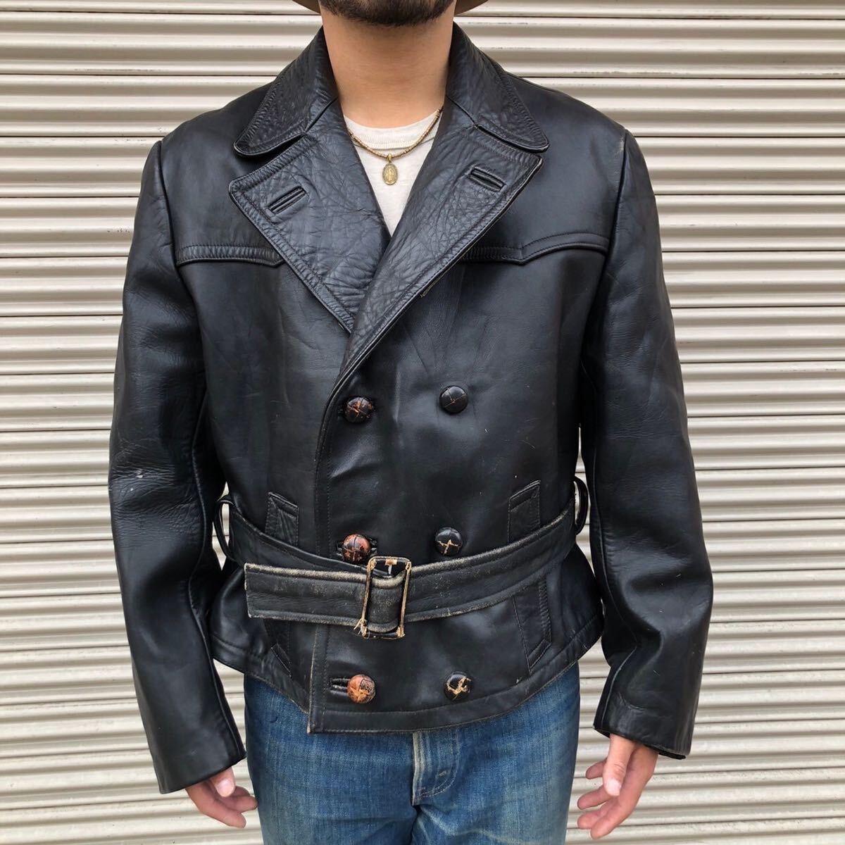 極上 50s German Vintage ドイツ ヴィンテージ ダブル レザー モーター