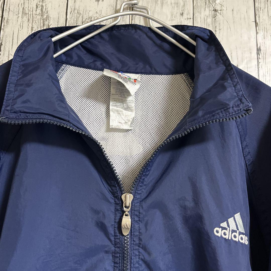 90's adidas アディダス ナイロンジャケット 紺 ネイビー XL ワン