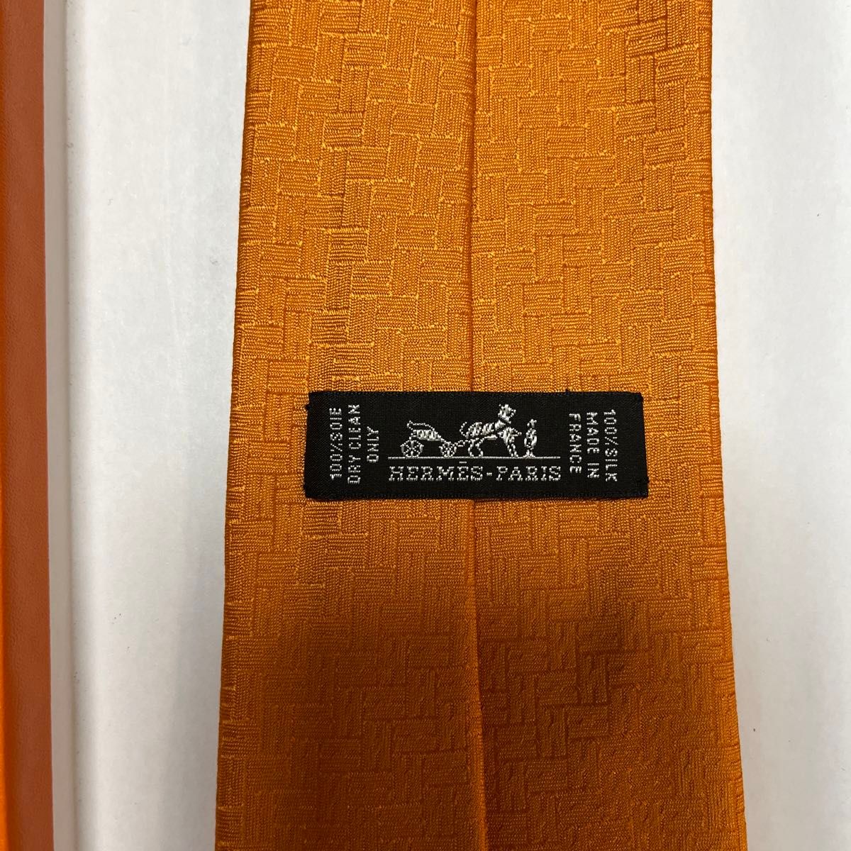 極美品 エルメス ネクタイ オレンジ H柄H織 ファソネ シルク｜Yahoo