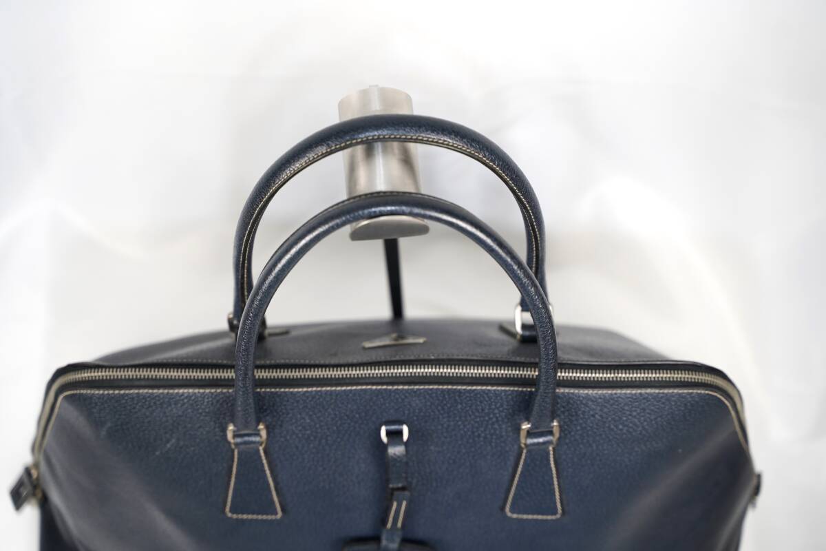PRADA プラダ ボストンバック 本革 レザー 濃紺 ネイビー W50 イタリー