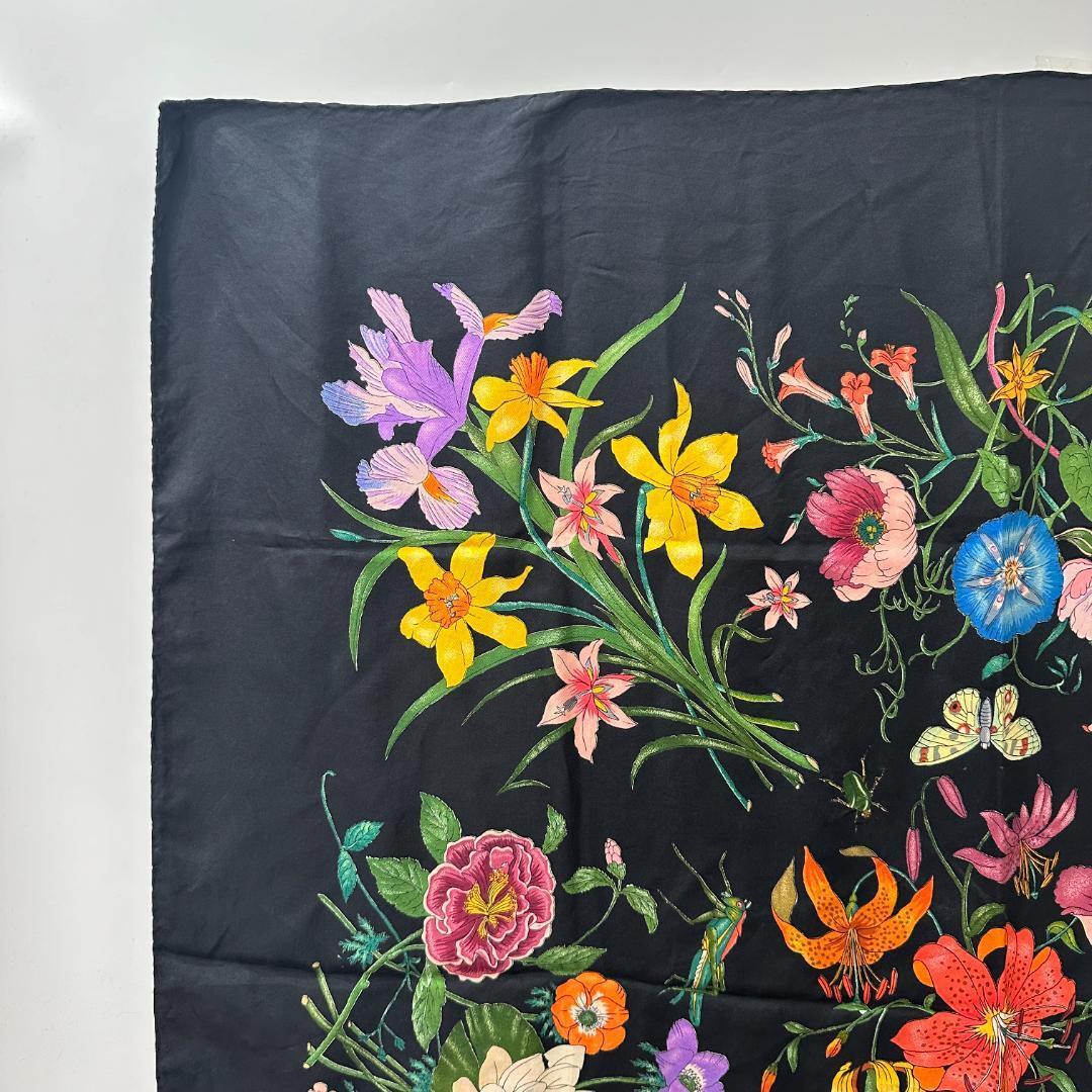 GUCCI グッチ シルク100％ 蝶 花柄 スカーフ ストール ブラック｜Yahoo