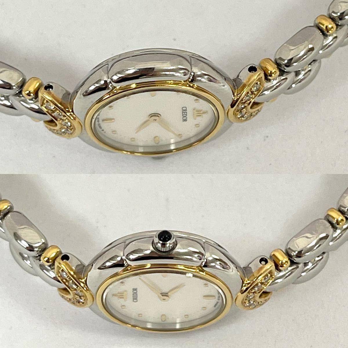 稼働 極美品 SEIKO CREDOR 18KT クレドール 天然ダイヤモンド 12P