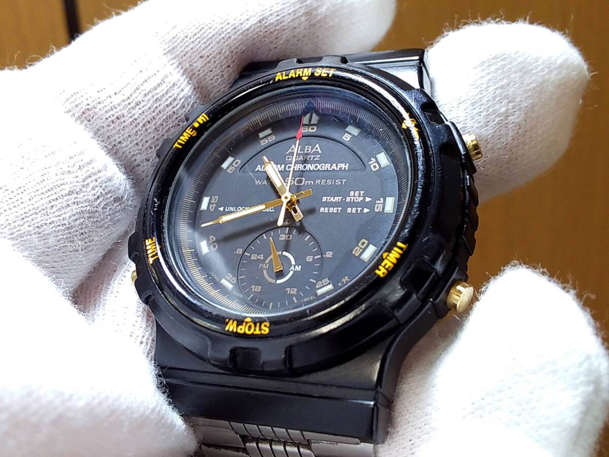 Yahoo!オークション - 【 稼働中 】 SEIKO ALBA V600-6020 Alarm Chron