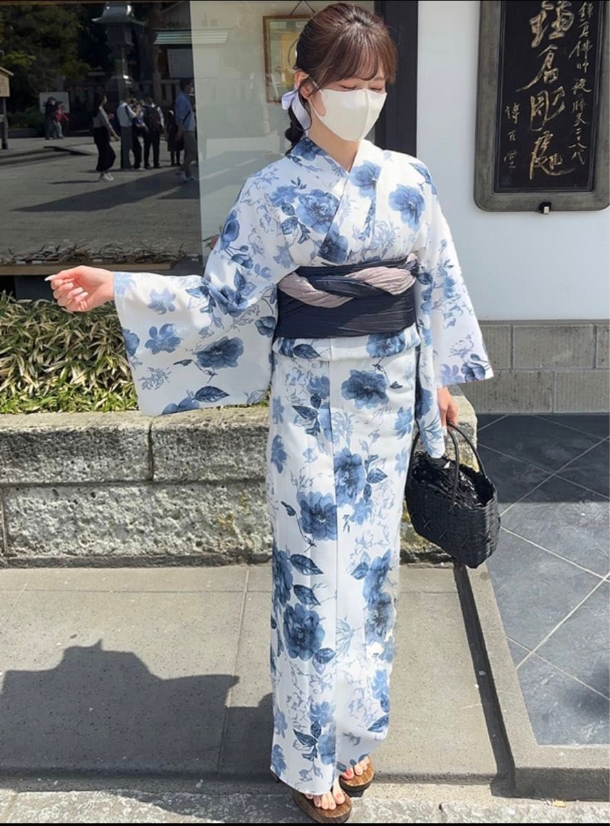 GRL グレイル 浴衣 水彩花柄浴衣セット[gi1519] ブルー 紺色｜Yahoo