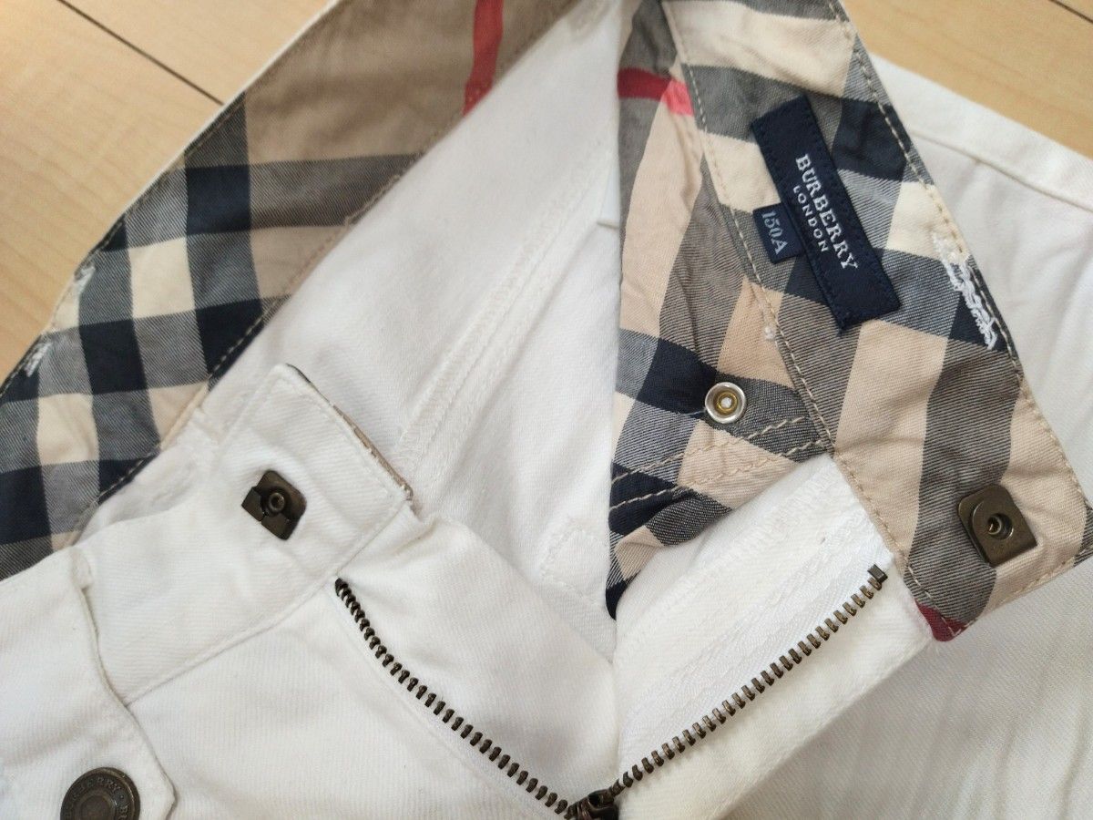 BURBERRY ホワイトデニム スキニーパンツ 150cm ホワイト白 ボトムス