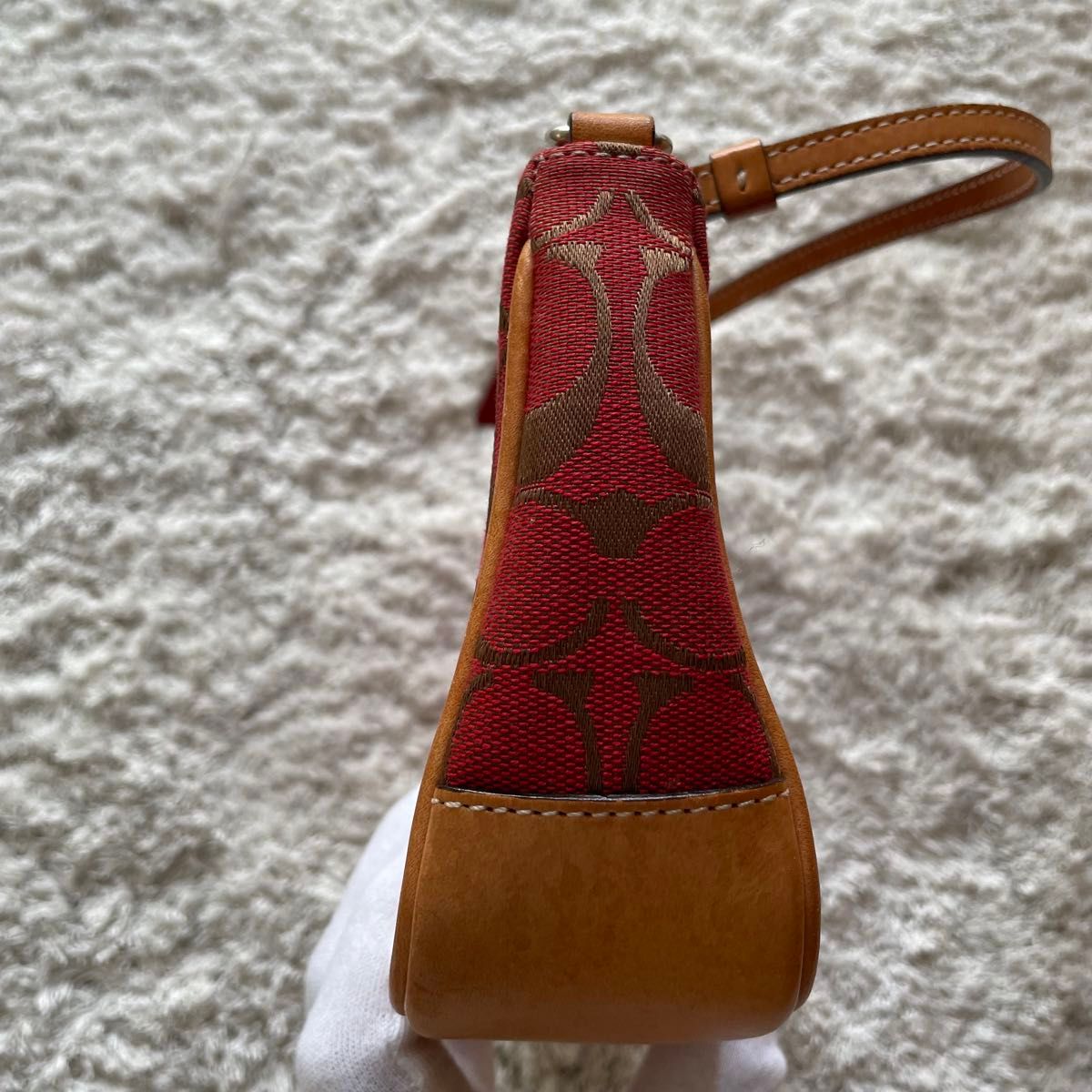 COACH コーチ シグネチャー レザー キャンバス ハンドバッグ