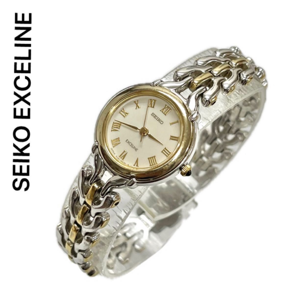 稼働 SEIKO EXCELINE 腕時計 レディース コンビブレス ローマン