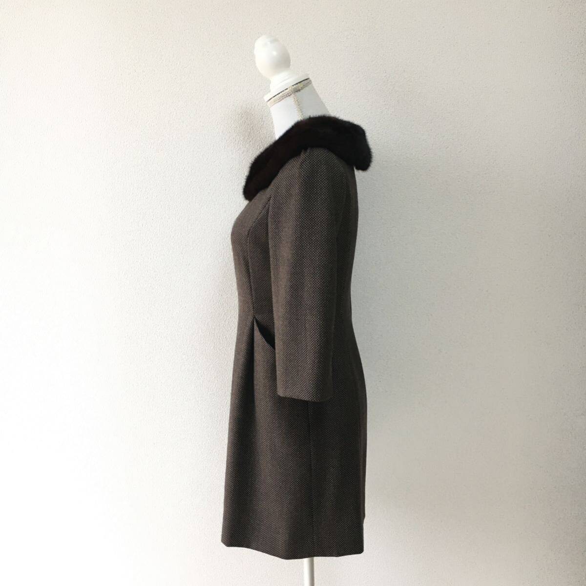 美品 FOXEY フォクシー ミンク ファー ウール ワンピース 送料無料