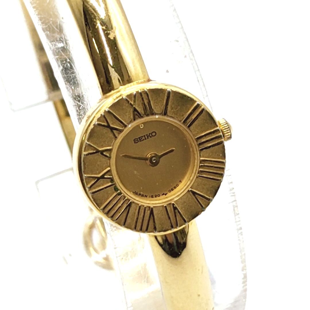 電池切れ】SEIKO セイコー クォーツ 腕時計 ゴールド文字盤 ラウンド