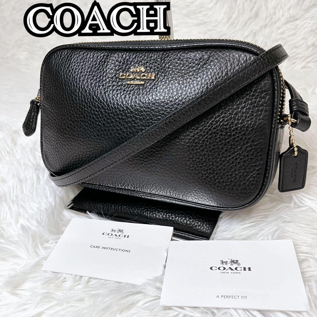美品】COACH コーチ ショルダーバッグ オールレザー ブラック 2層