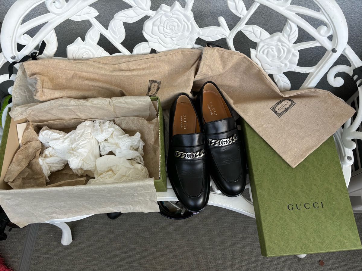 グッチ ローファー GUCCI 黒 アウトレット 27 5 8 5本革 739774 靴