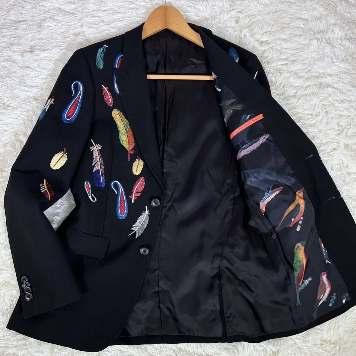 極美品】Paul Smith ポールスミス テーラードジャケット フェザー柄