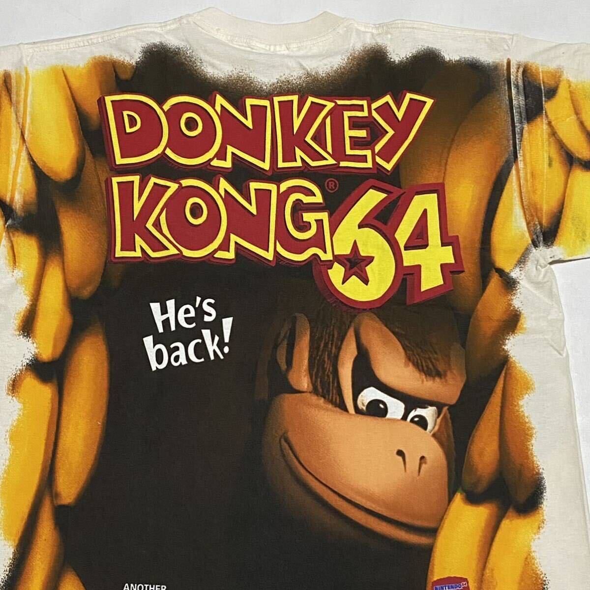 激レア 90's TULTEX DONKEY KONG 64 大迫力 総柄 両面プリント Tシャツ