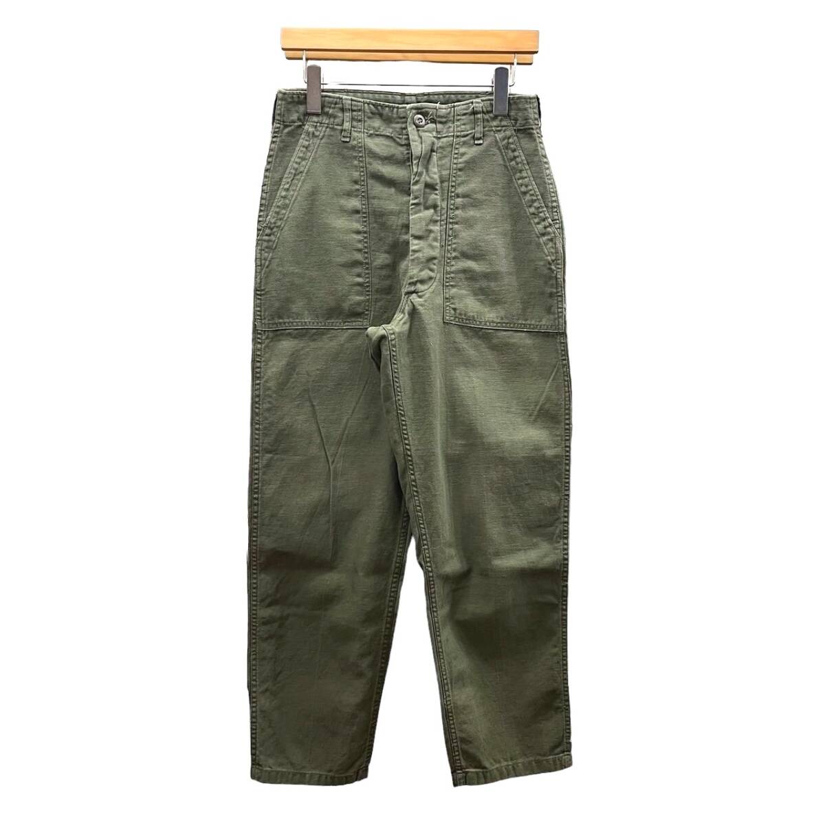 70s ビンテージ US ARMY コットン ベイカー パンツ W30 ボタンフライ