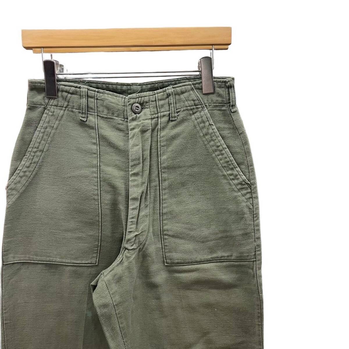 70s ビンテージ US ARMY コットン ベイカー パンツ アルミジッパー W30