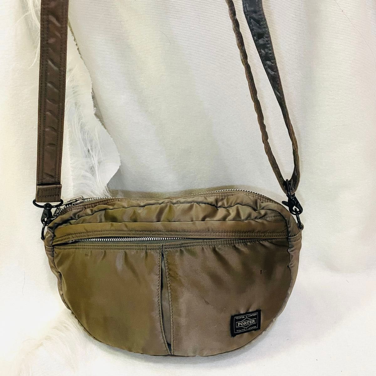 PORTER ポーター ハーフムーン カーキ シルバーグレー ショルダー