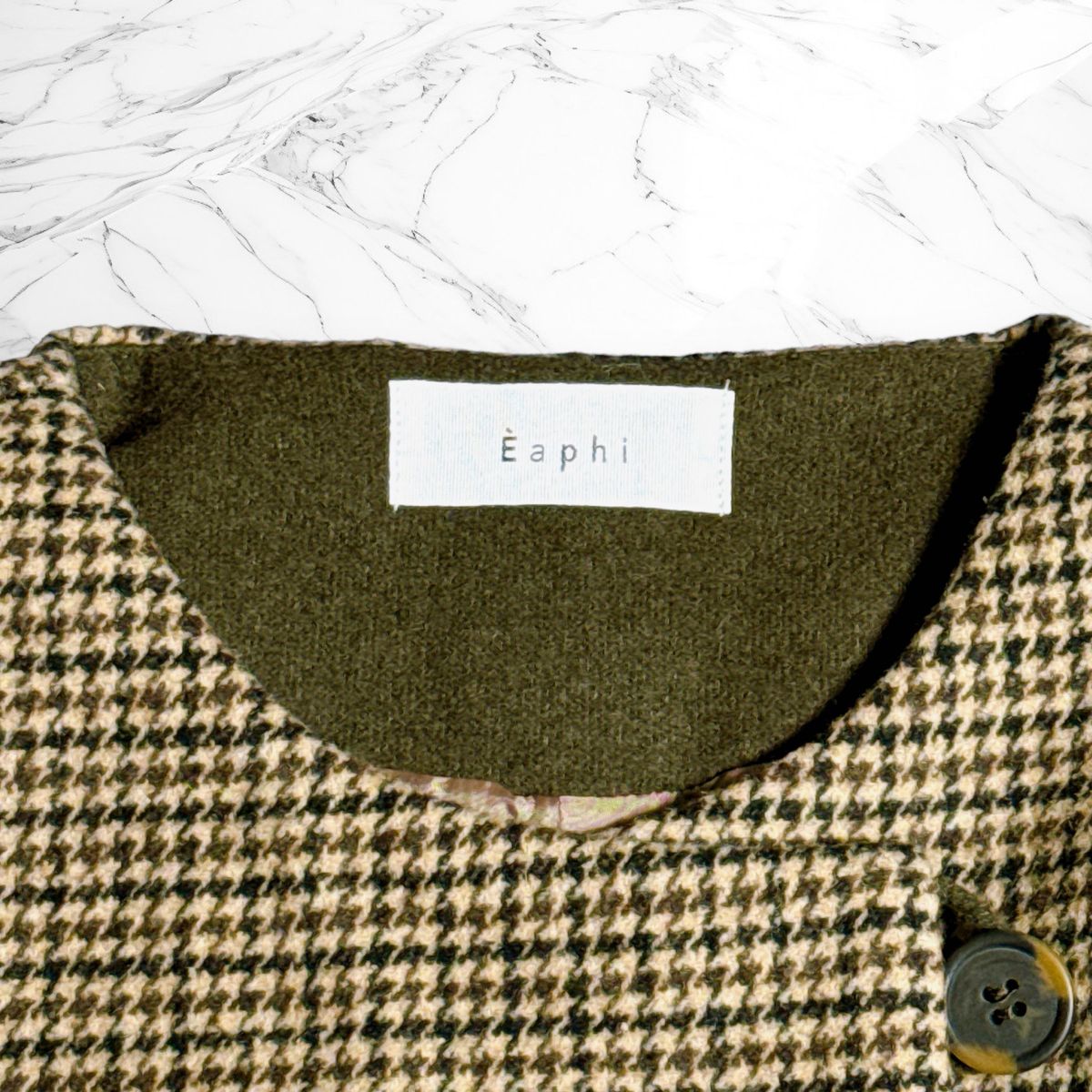 Eaphi no collar wool check coat コート ブラウン｜Yahoo!フリマ（旧