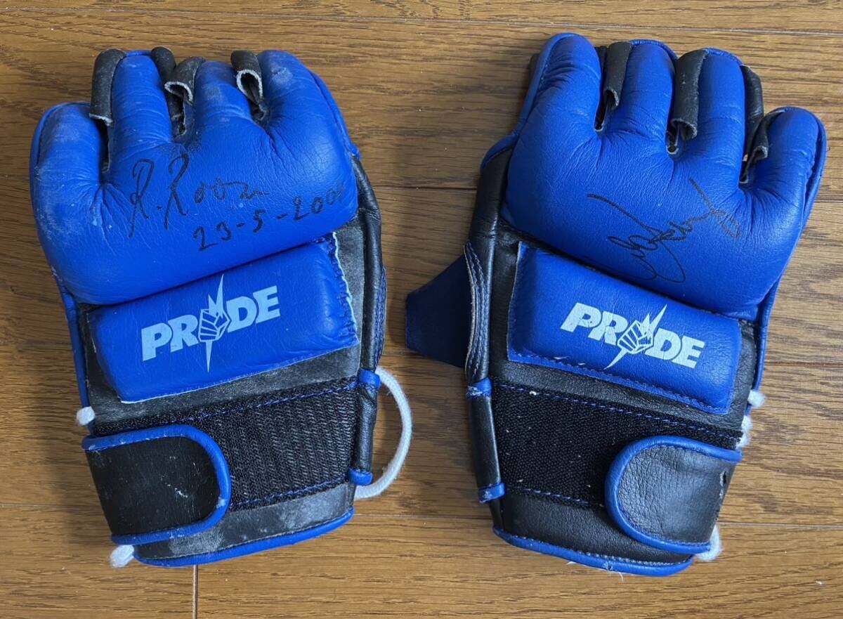 PRIDE OFFICIAL グローブ 吉田 秀彦&レネ・ローゼサイン入り L
