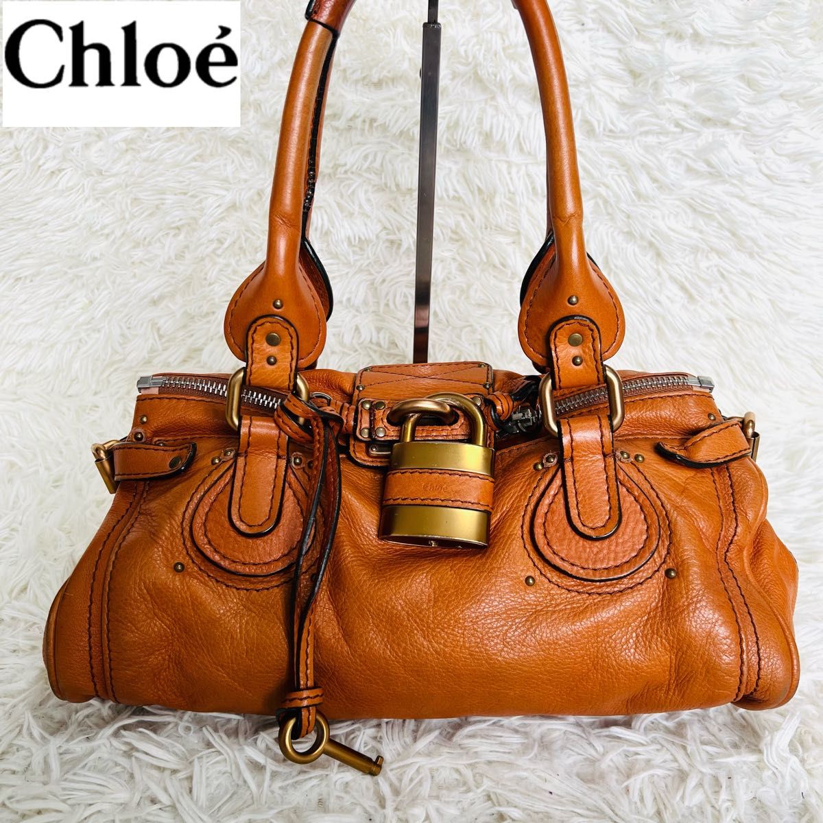 良品】Chloe クロエ パディントン ハンドバッグ 肩掛け ブラウン 鍵
