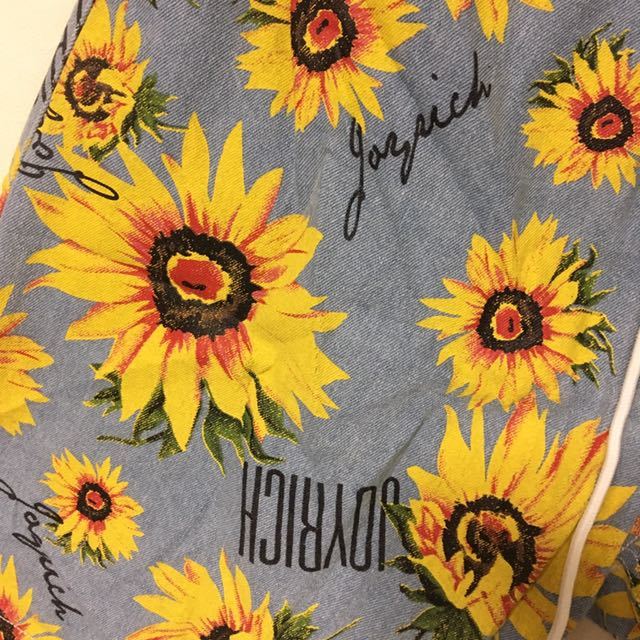送料無料 JOYRICH デニム ショートパンツ ひまわり柄 ジョイリッチ