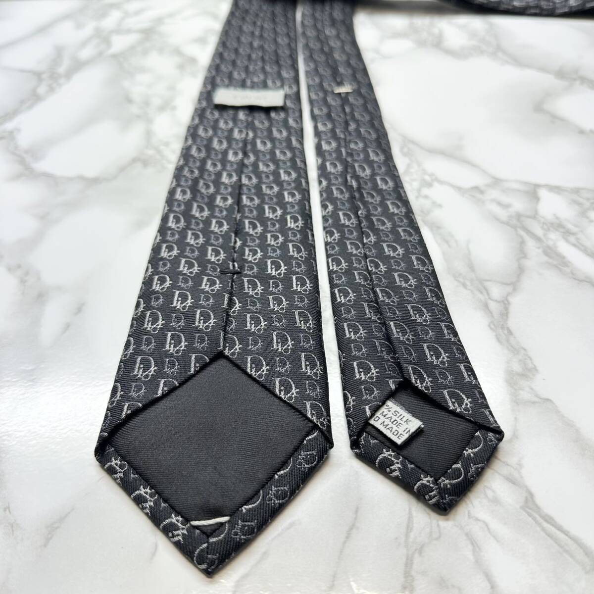 極美品 現行タグ 定番 DIOR ネクタイ シルク100% オブリーク DIORロゴ