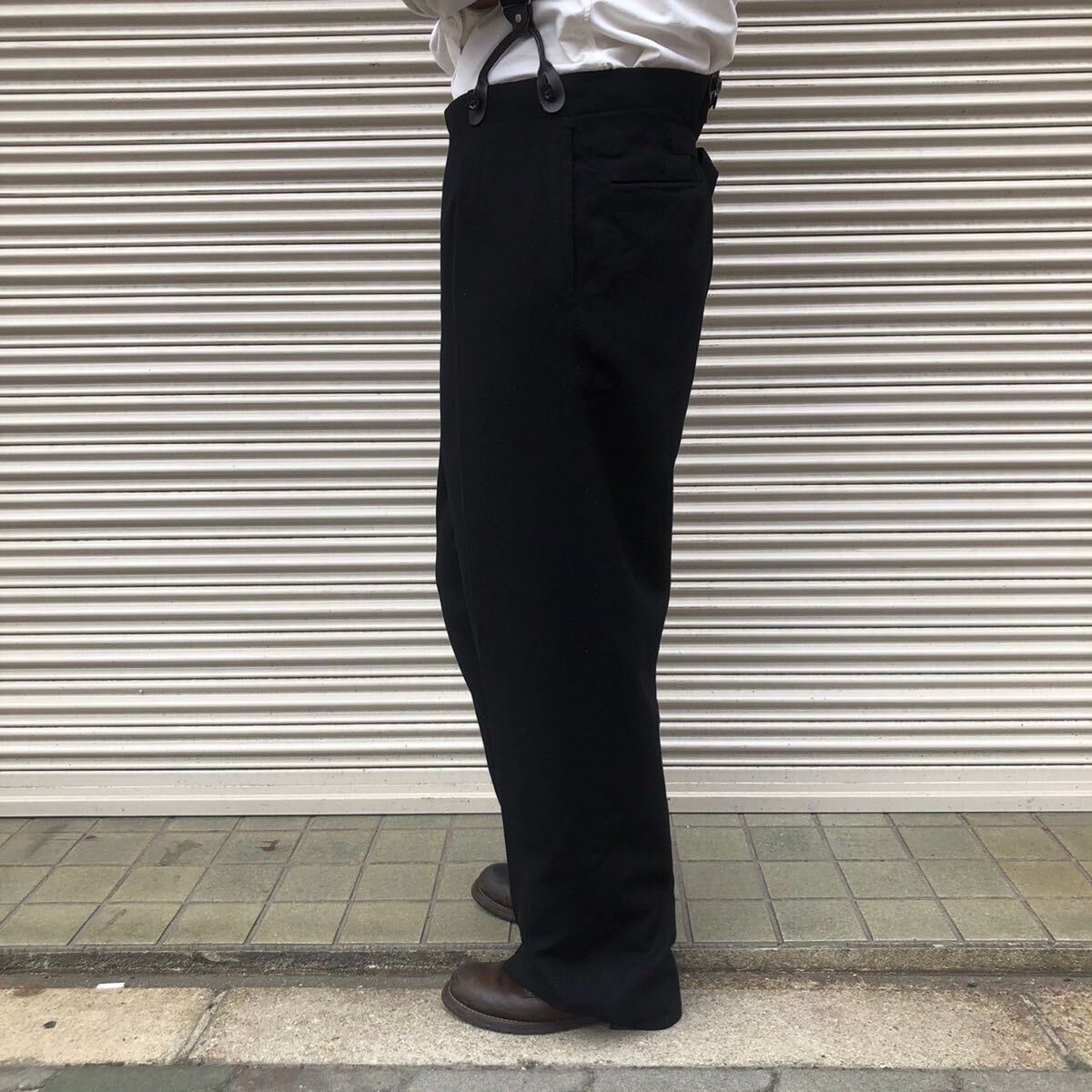 30s 40s Euro Vintage ウール スラックス 針刺し バックルバック