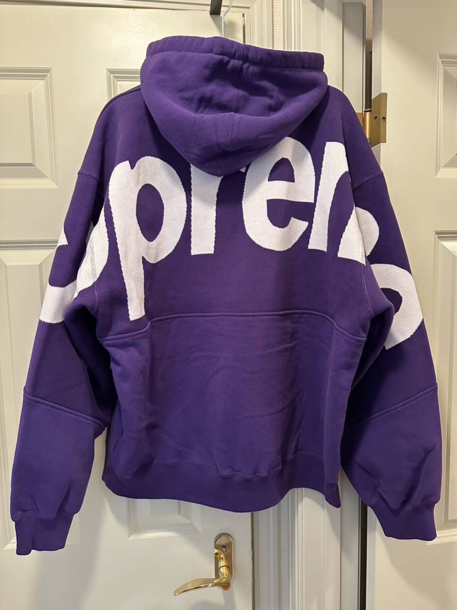 XL Supreme Big Logo Jacquard Hooded Sweatshirt Purple シュプリーム