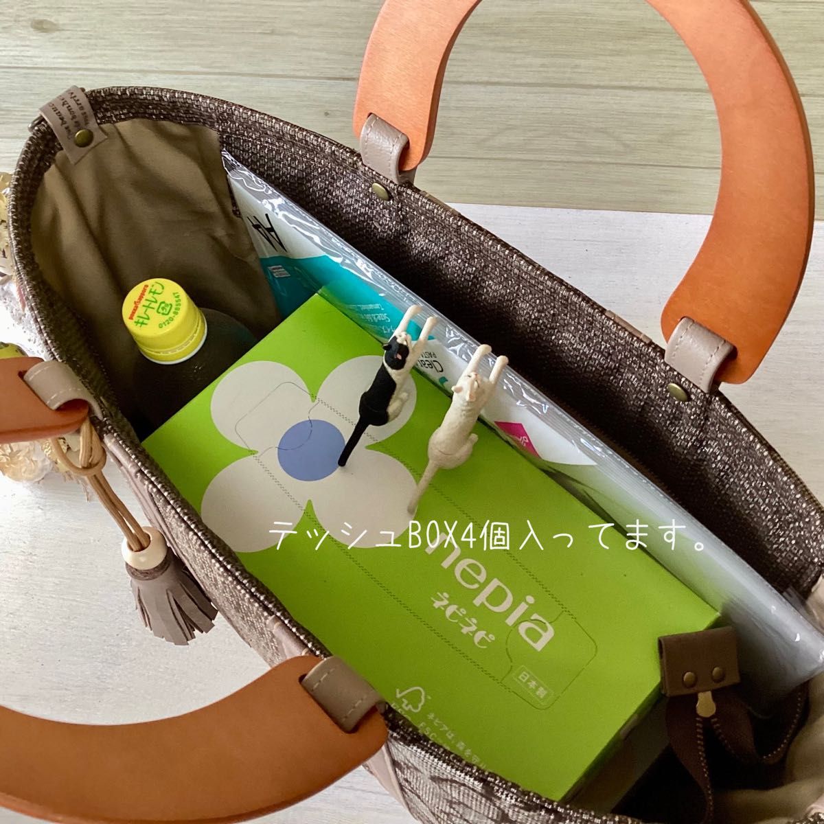 龍郷 大島紬 × 本革 着物リメイク 大きめ トートバッグ 和装バッグ