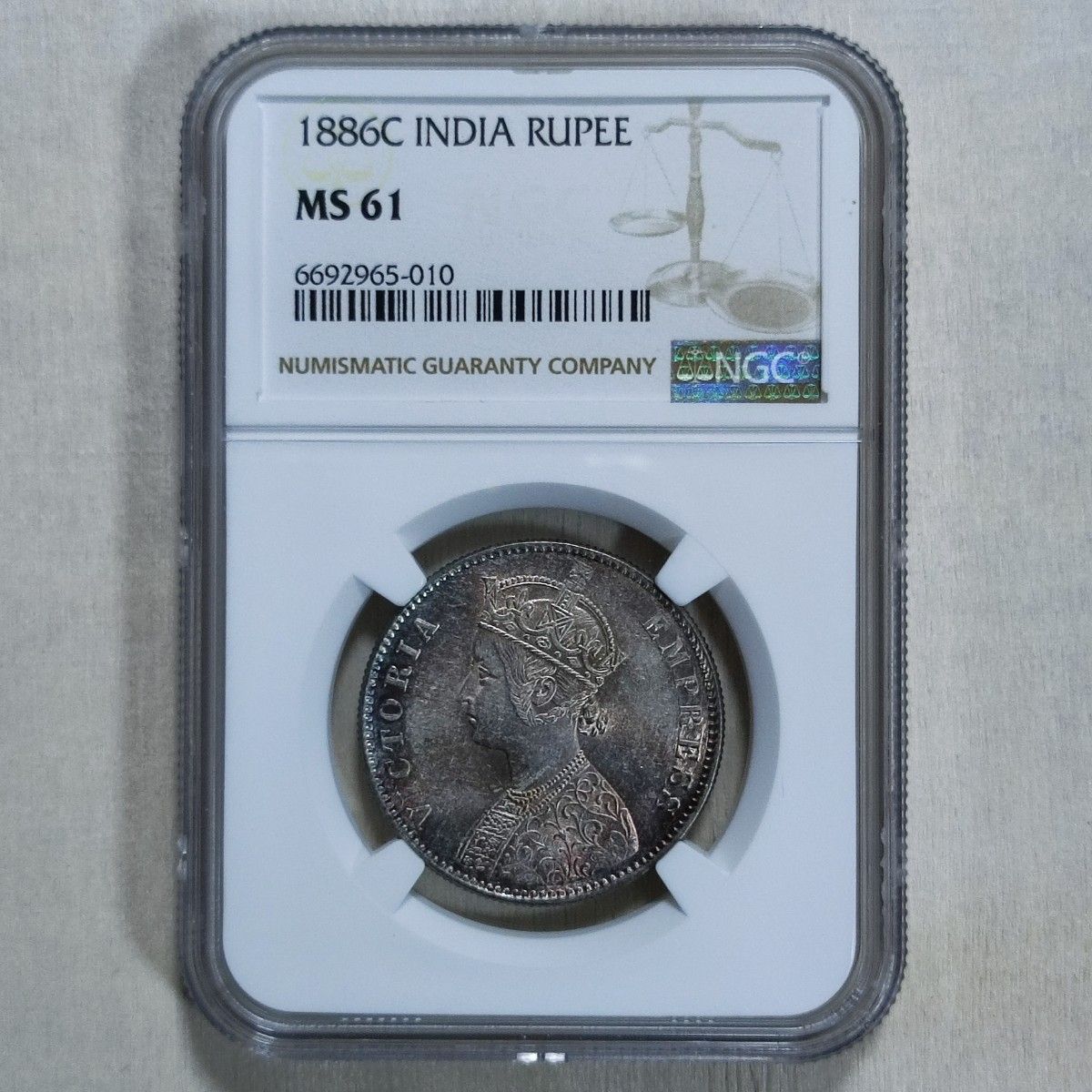 イギリス インド 銀貨】NGC MS61 ルピー ウィリアム・ワイオン