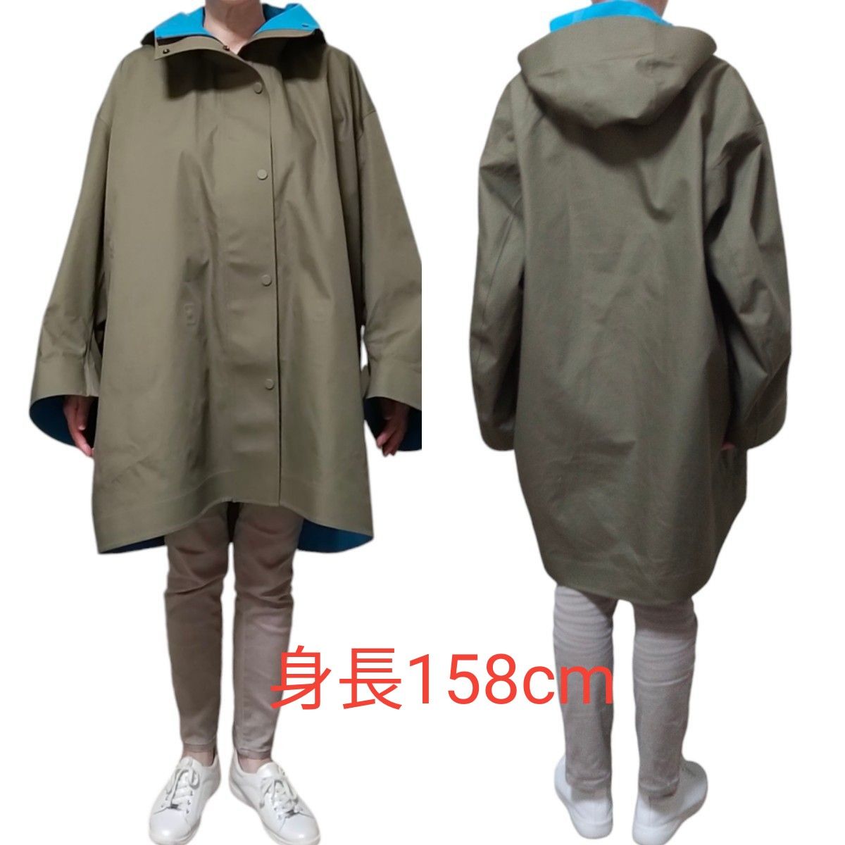 UNIQLO×MARNI ブロックテックハーフコート XXL オリーブ/水色/レイン