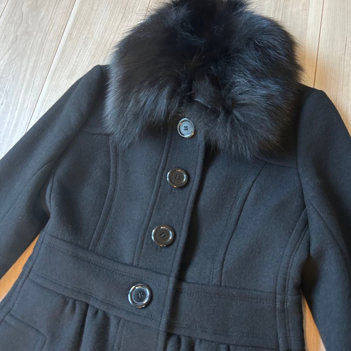 美品✨】バーバリーブルーレーベルロングコートフォックスファーアンゴラ38