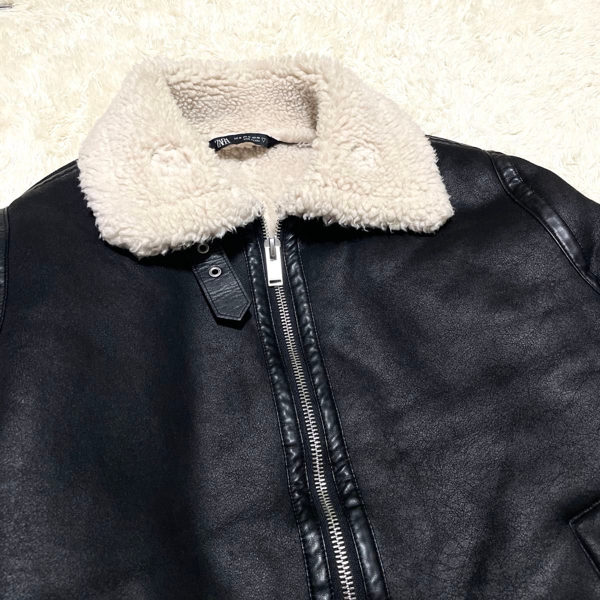 美品】ZARA ザラ フェイクムートンジャケット フライトジャケット B-3