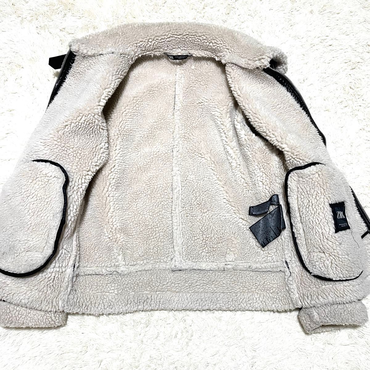 美品】ZARA ザラ フェイクムートンジャケット フライトジャケット B-3