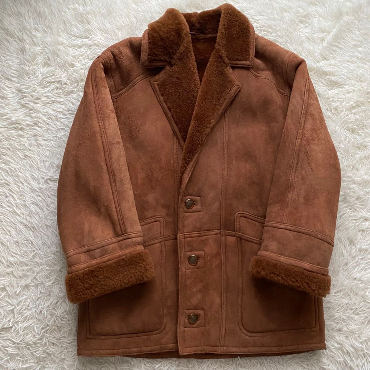 美品 最高級ラムレザー XLサイズ MASSINI 羊革 リアルムートン ボア