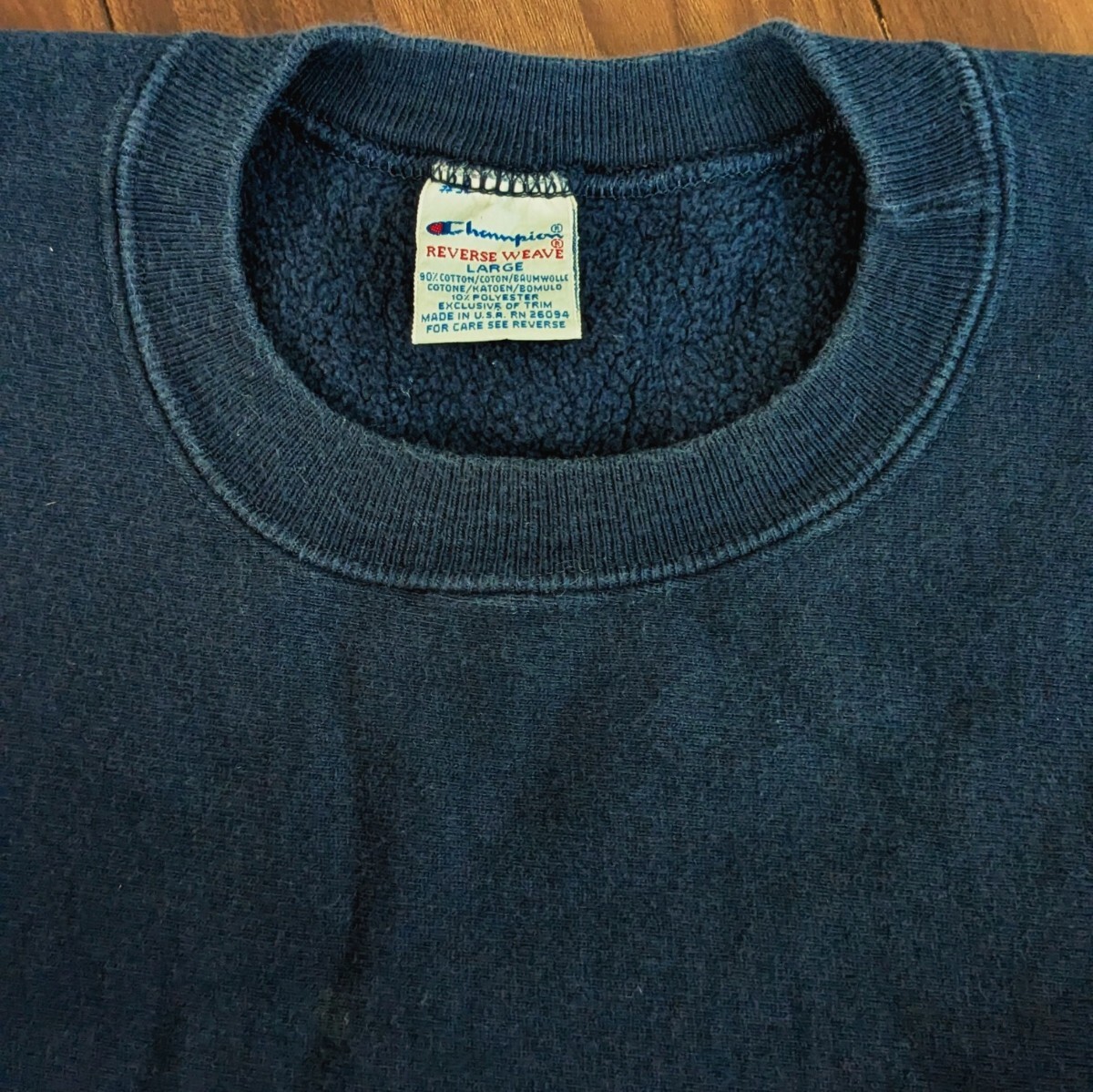 90s チャンピオン リバースウィーブ L ネイビー USA製 刺繍タグ