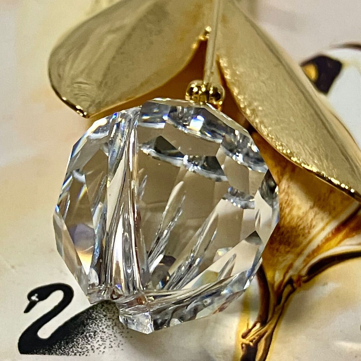 m】美品 SWAROVSKI スワロフスキー チューリップ ブローチ ゴールド