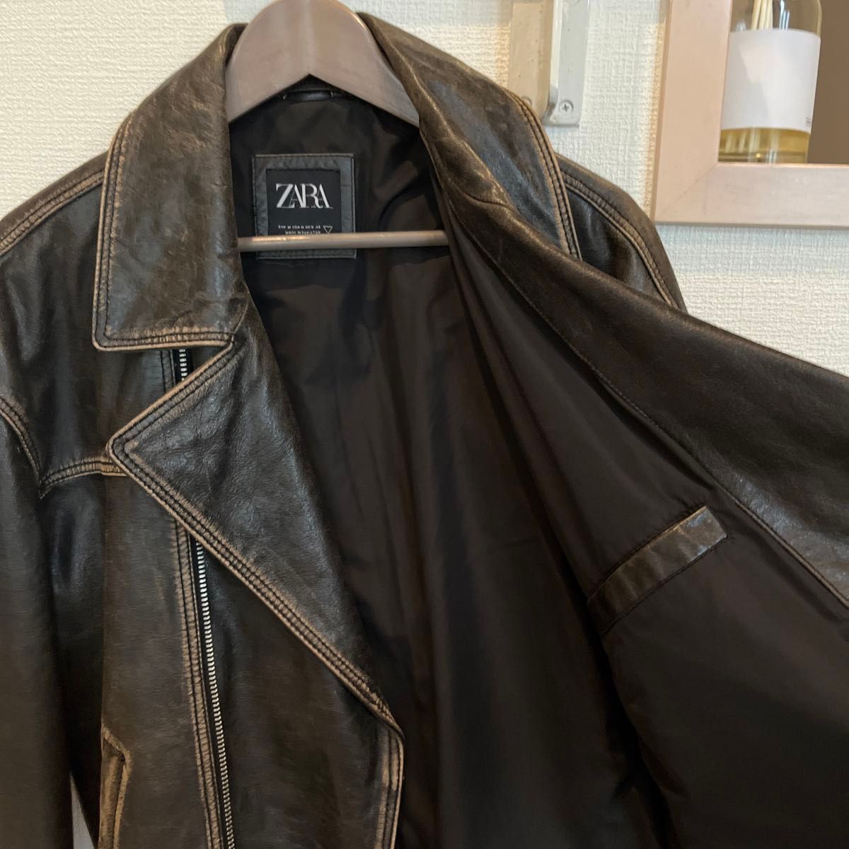 Zara ヴィンテージ レザーライダースジャケット 水牛革 M｜Yahoo