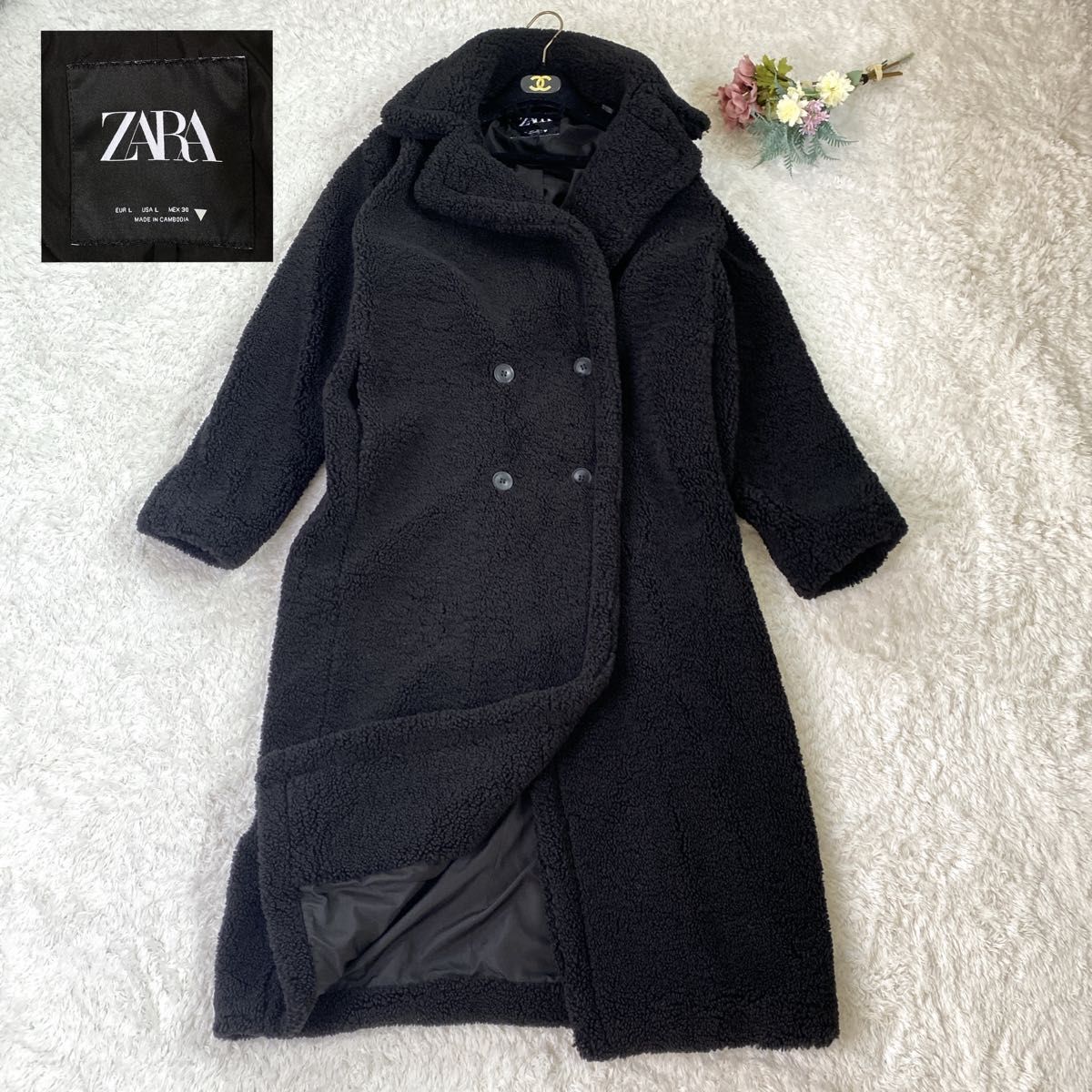 大人気完売品 ZARA ザラ エクストラロング フェイクボアコート