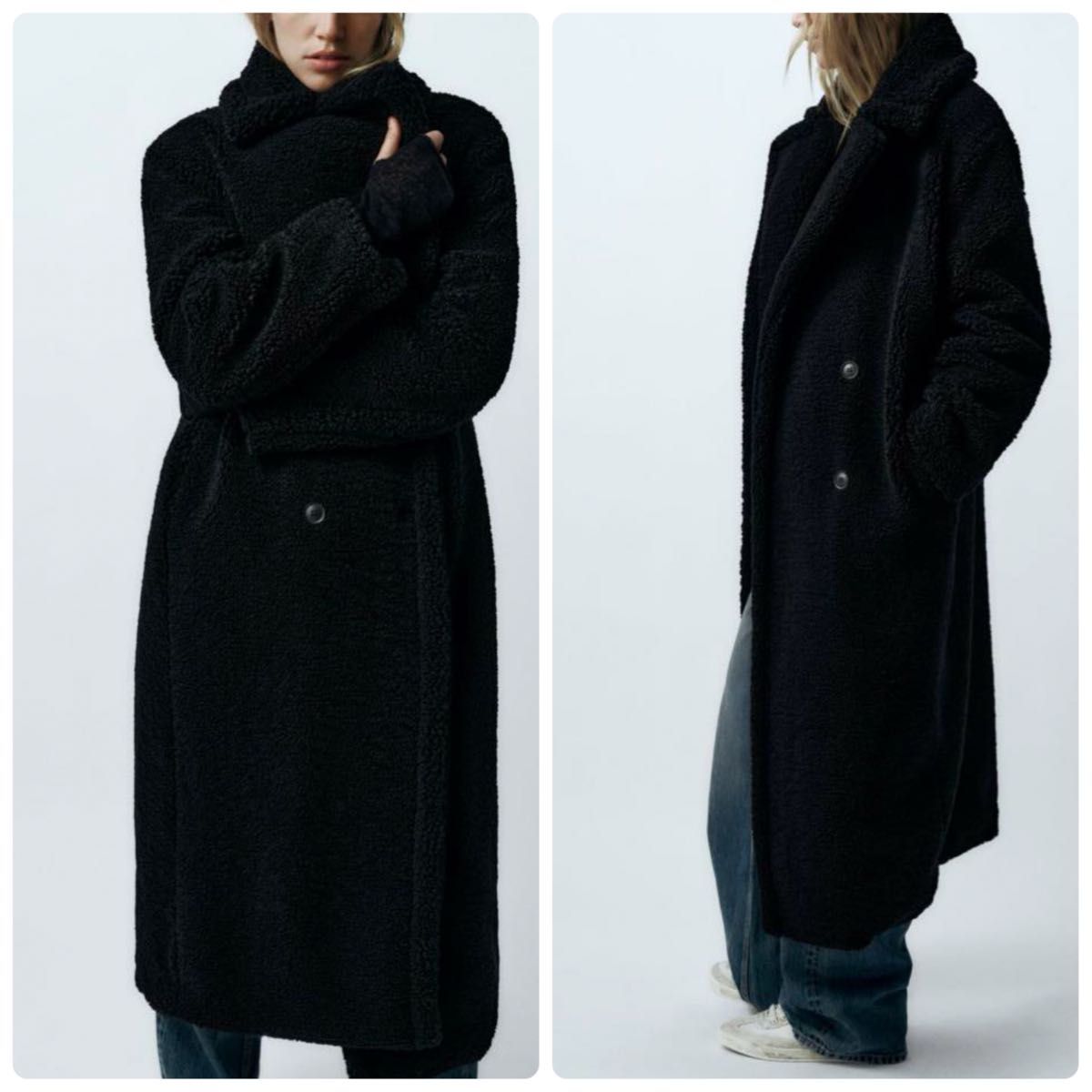 大人気完売品 ZARA ザラ エクストラロング フェイクボアコート