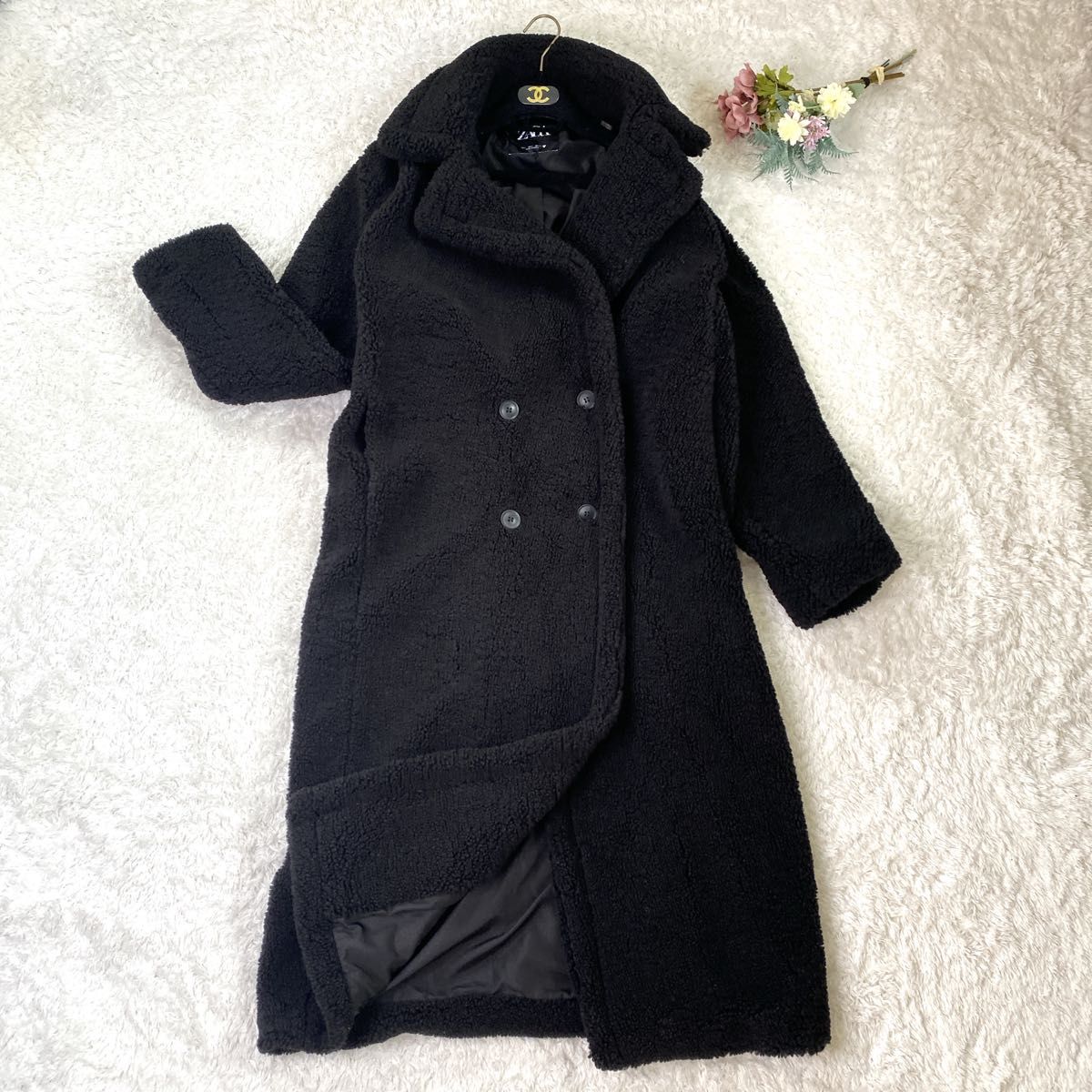 大人気完売品 ZARA ザラ エクストラロング フェイクボアコート